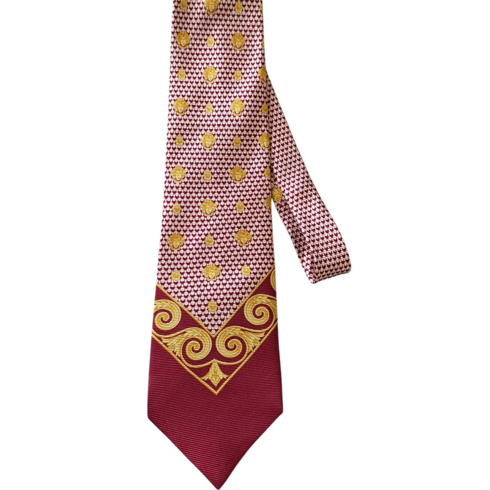 Versace Red Gold Baroque Silk Tie Made in Italy Designer RARE y2K old money